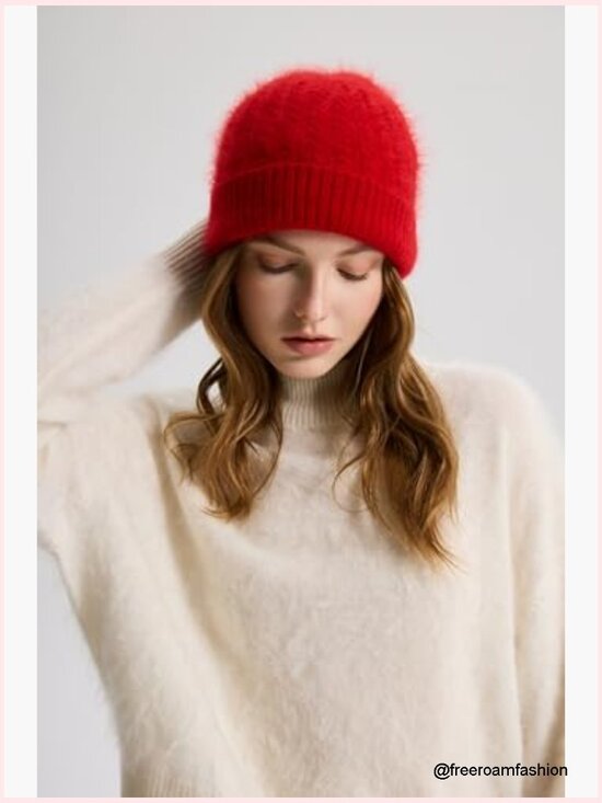 100% Pure Brushed Cashmere Beanie Skullies Cap Soft Lightweight Winter Hat main image 4
